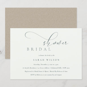 Simple Script Black White Bridal Shower Invite
