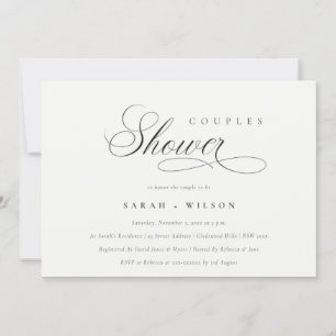 Simple Script Black White Couples Shower Invite