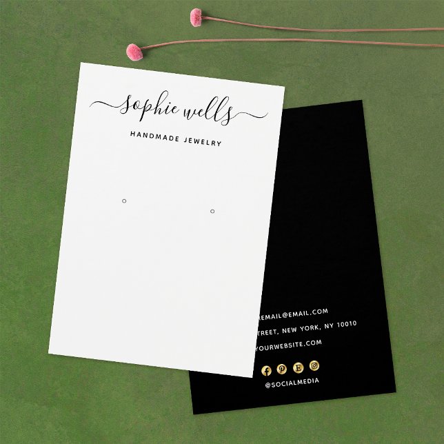 Simple Script Black White Earring Display Holder (Creator Uploaded)