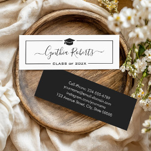 Simple Script Black White Graduation Insert Card