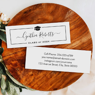 Simple Script Black White Graduation Insert Card