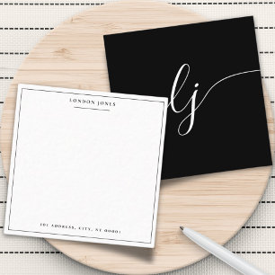 Simple Script Black White Personalized Stationery Card