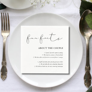 Simple Script Black White Wedding Fun Facts Napkin