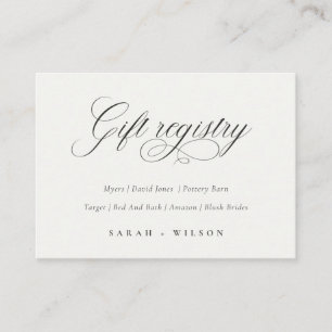 Simple Script Black & White Wedding Gift Registry Enclosure Card