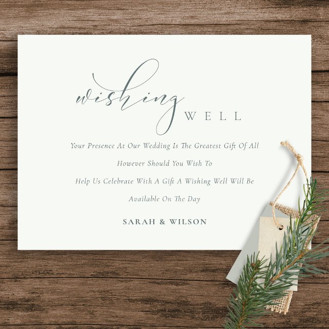 Simple Script Black & White Wedding Wishing Well Enclosure Card (Creator Uploaded)