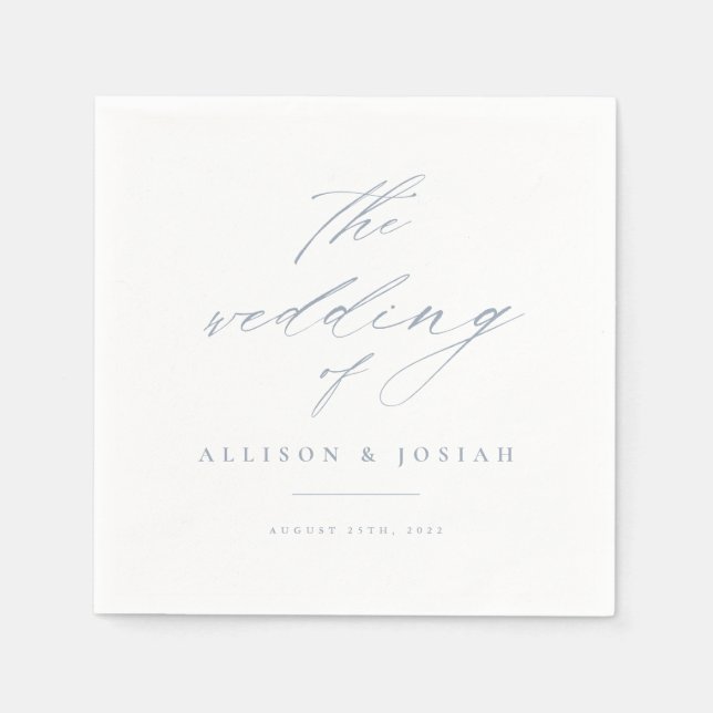Simple Script Blue Wedding Napkins (Front)