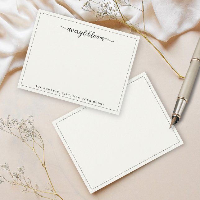 Simple Script Border Personalized Stationery  Card (Creator Uploaded)