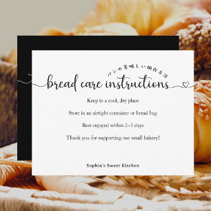 Simple Script Bread Care Instructions Bakery Thank You Card