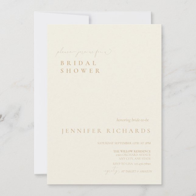 Simple Script Bridal Shower Invitation (Front)