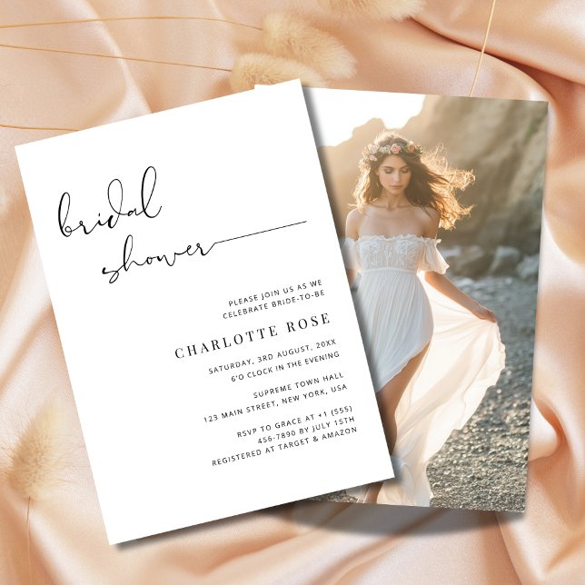 Simple Script Bridal Shower Rustic Beach Photo Invitation (Creator Uploaded)