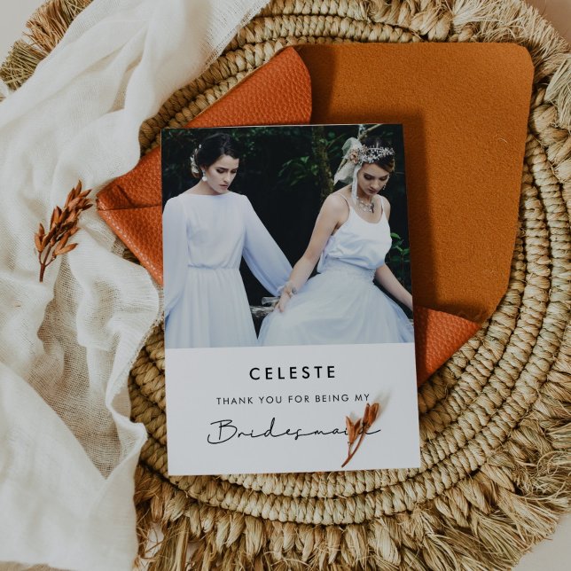 Simple script Bridesmaid thank you card (Creator Uploaded)