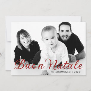 Simple Script Buon Natale Family Photo Holiday Card