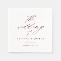 Simple Script Burgundy Maroon Wedding