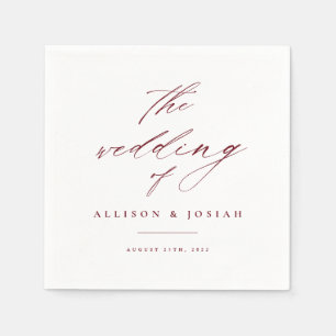 Simple Script Burgundy Maroon Wedding Napkin