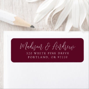 Simple Script Burgundy Return Address