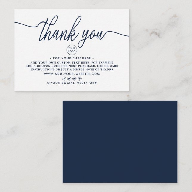 Simple Script Business Thank You Enclosure Card (Front/Back)