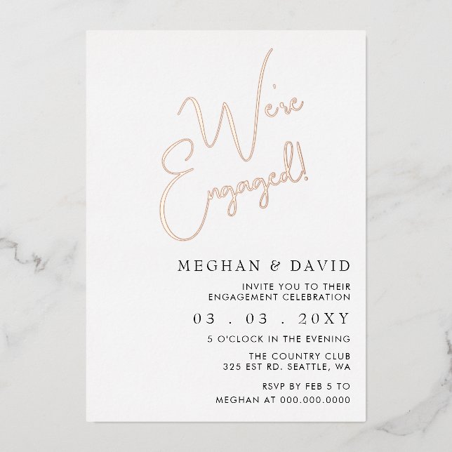 Simple Script Calligraphy Engagement Party (Front)