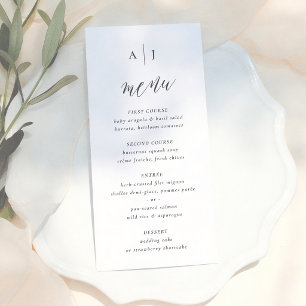 Simple Script Calligraphy Monogram Wedding Menu