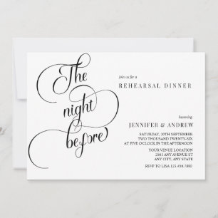 Simple Script Calligraphy Rehearsal Dinner Invitation