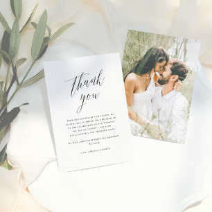 Simple Script Calligraphy Wedding Photo Thank You Card