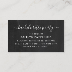 Simple Script Chalkboard Effect Bachelorette Enclosure Card
