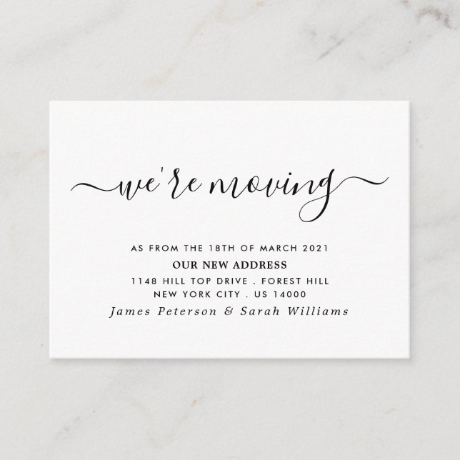 Simple Script Change of Address Enclosure Card (Front)