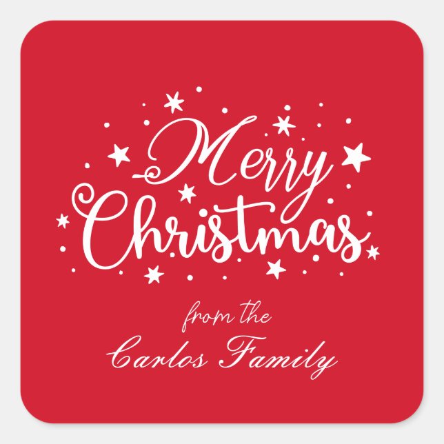 Simple script Christmas Square Sticker (Front)