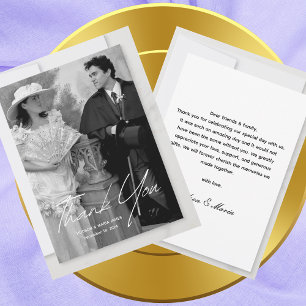 Simple Script Classic Photo Wedding Personalized Thank You Card