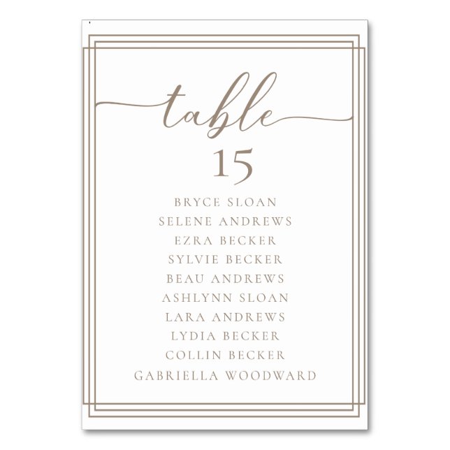 Simple Script Classic Wedding Table Number (Back)