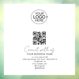Simple Script Connect With Us Logo QR Code Promo Window Cling
