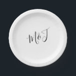 Simple Script Couple Initials  Paper Plate<br><div class="desc">Wedding Couple Initials Paper Plates.</div>