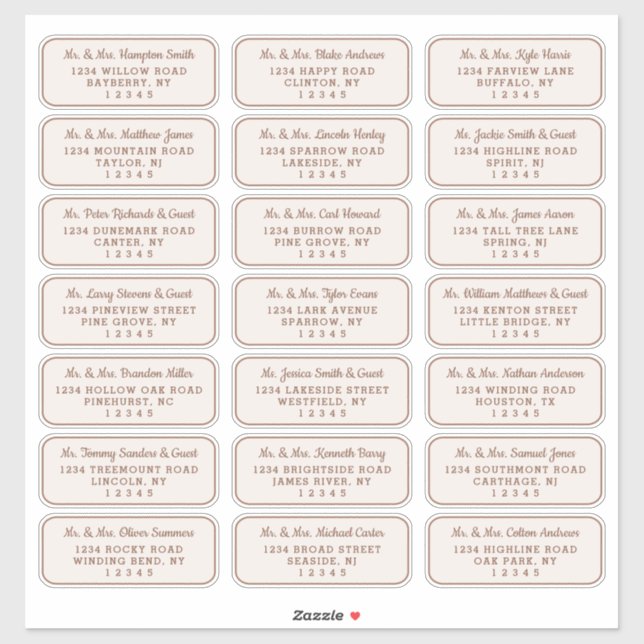 Simple Script Cuivre & Beige Étiquette de adresse  (Feuille)