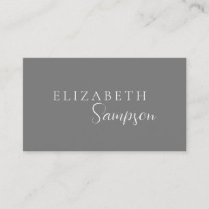 Simple Script Custom Name Grey Business Card
