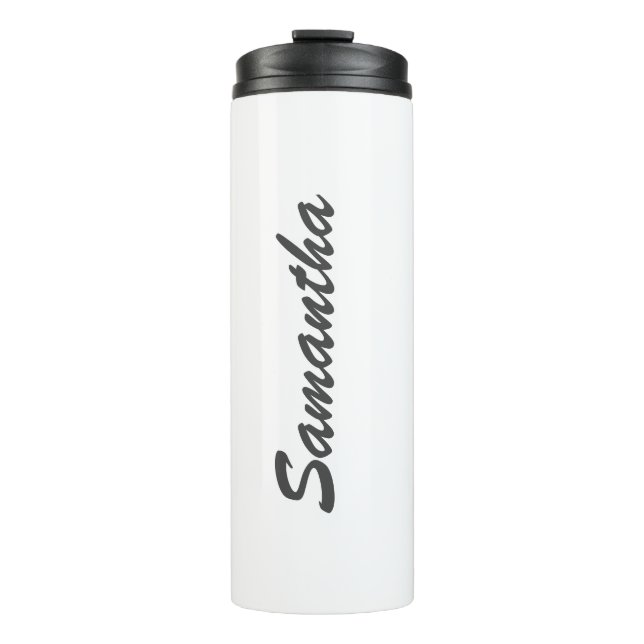 Simple script custom name white thermal tumbler (Front)