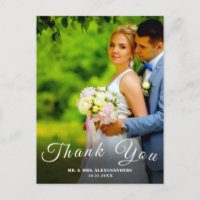 Simple Script Custom Photo White Wedding Thank U