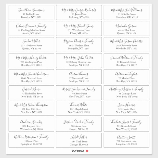 Simple Script Customizable Wedding Guest Address (Sheet)