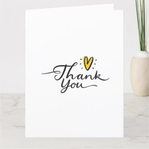 Simple Script Cute Yellow Heart Carte de remerciem