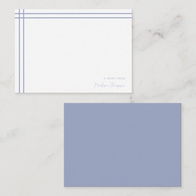 Simple Script Dusty Blue 2 Side Double Border Card (Front/Back)