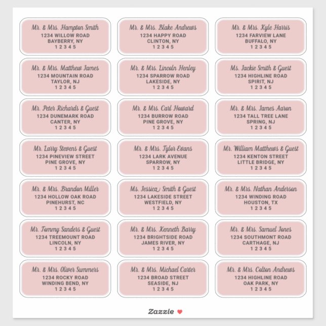 Simple Script Dusty Étiquette de adresse invité ro (Feuille)