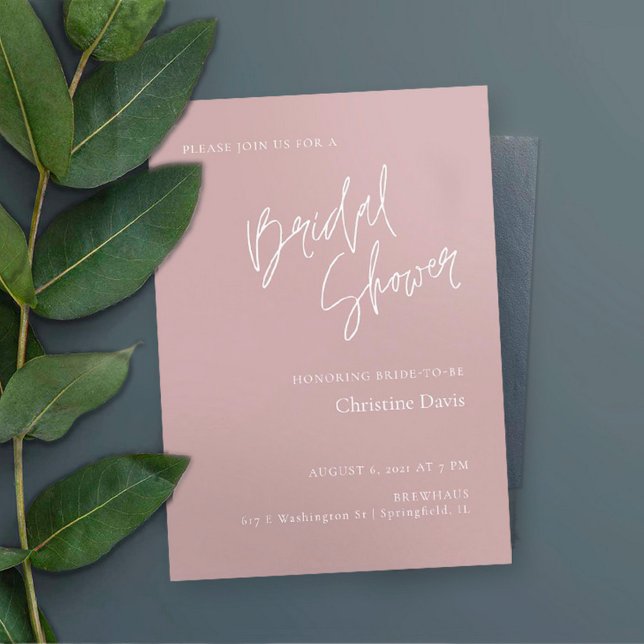 Simple Script Dusty Rose Bridal Shower Invitation (Creator Uploaded)