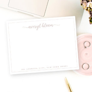 Simple Script Dusty Rose Personalized Stationery Card
