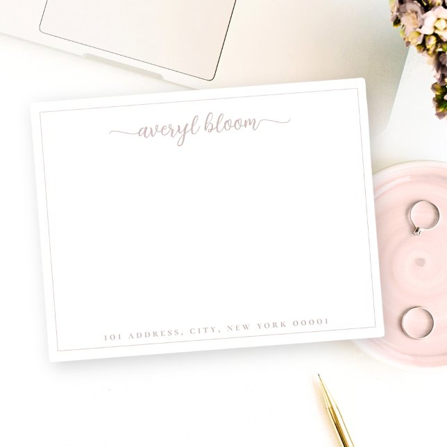 Simple Script Dusty Rose Personalized Stationery  Card (Creator Uploaded)