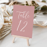 Simple Script Dusty Rose Wedding Table Number<br><div class="desc">Elegant wedding table numbers featuring the table number displayed in a simple white script with a dusty rose background. The text and background colours can be changed to your wedding colours using the editing tools. To order these table cards, individually edit the card with the number and add it to...</div>