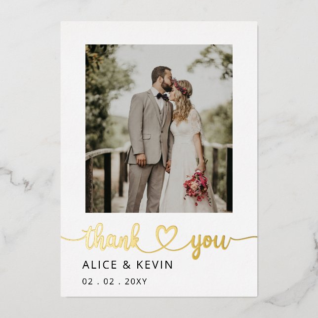 Simple Script Elegant Handwritten Photo Wedding Th (Front)