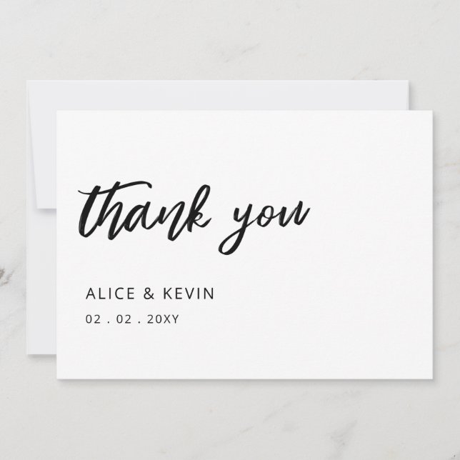 Simple Script Elegant Handwritten  Wedding   Thank You Card (Front)