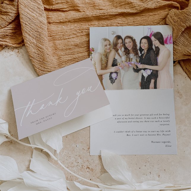 Simple Script | Elegant Personalized Photo Thank You Card (Creator Uploaded)