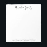 Simple Script Family Notepad<br><div class="desc">Family Notepad - Perfect for everyday notes and lists.  Personalized with your family's last name at the top and finished with your family member's first names at the bottom.  The colour can easily be changed.</div>