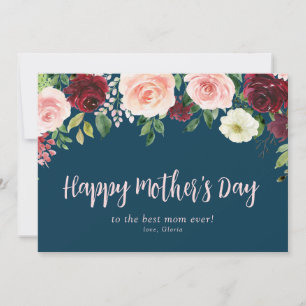 simple script floral happy mother's day card