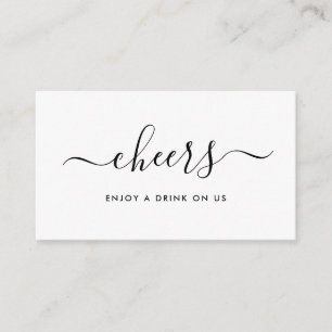 Simple Script Free Drinks Ticket - Black & White Enclosure Card