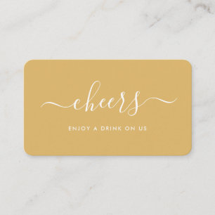 Simple Script Free Drinks Ticket - Gold & White Enclosure Card